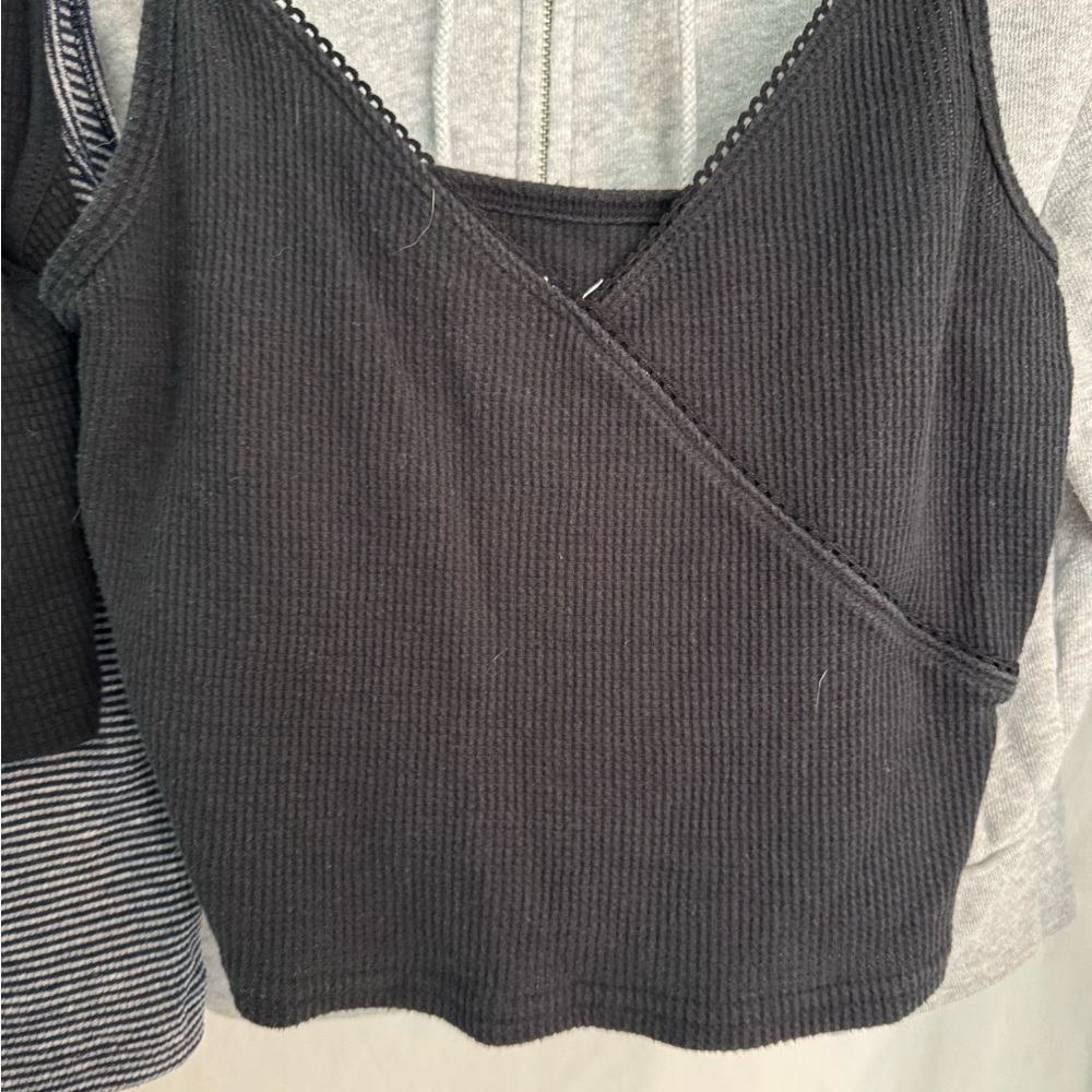 Asics Gray Ribbed Wrap Camisole